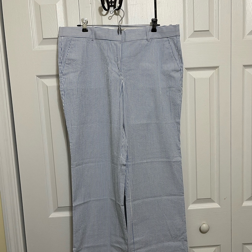 J. Crew Blue & White Striped Seersucker Dress Pants